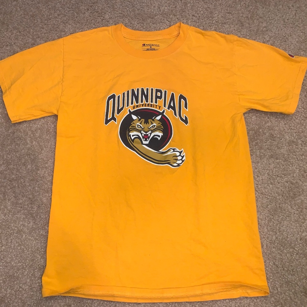 Champion Quinnipiac Yellow T-Shirt. Size Small